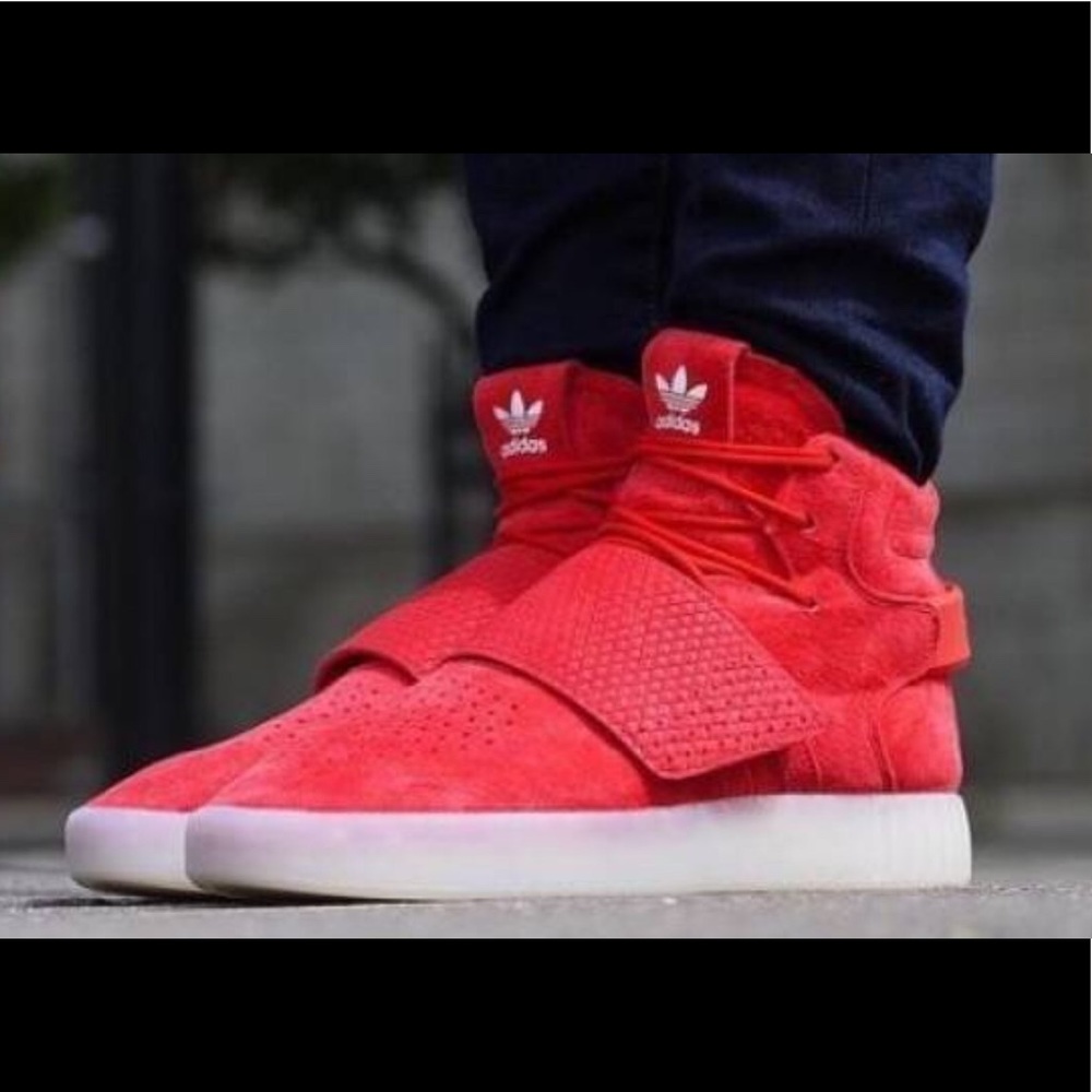 Adidas tubular invader Strap red suede sneakers - Picture 2 of 8